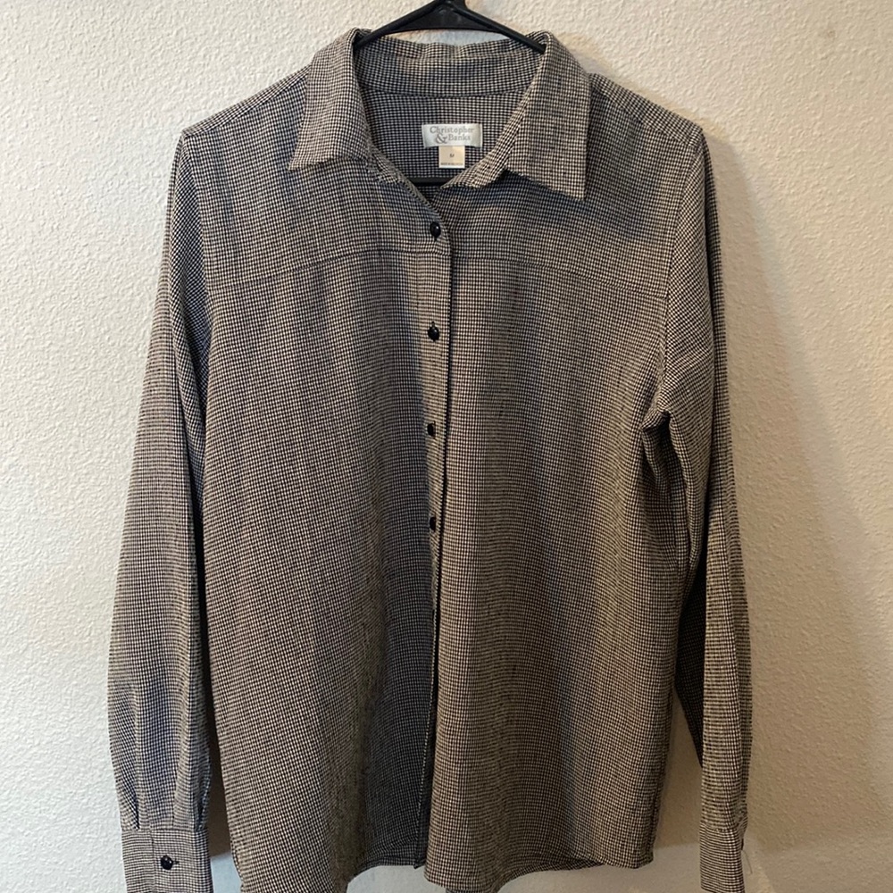 Christopher & Banks small checkered button down shirt size medium